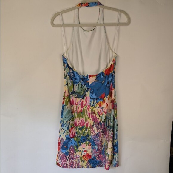 NWT Belle Badgley Mischka Women's Size 12 Royal Multi Halter Dress Floral Print - Picture 7 of 15